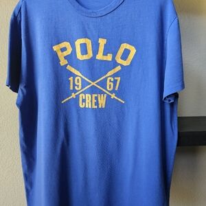 Ralph Lauren Mens Classic Fit T Shirt XL Blue w/Yellow Graphics